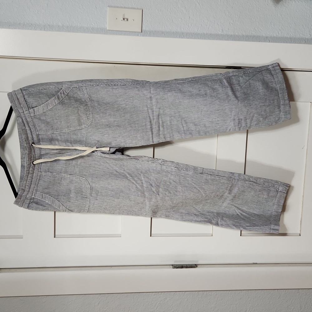 Dalia blue & white striped linen drawstring pants, size 10